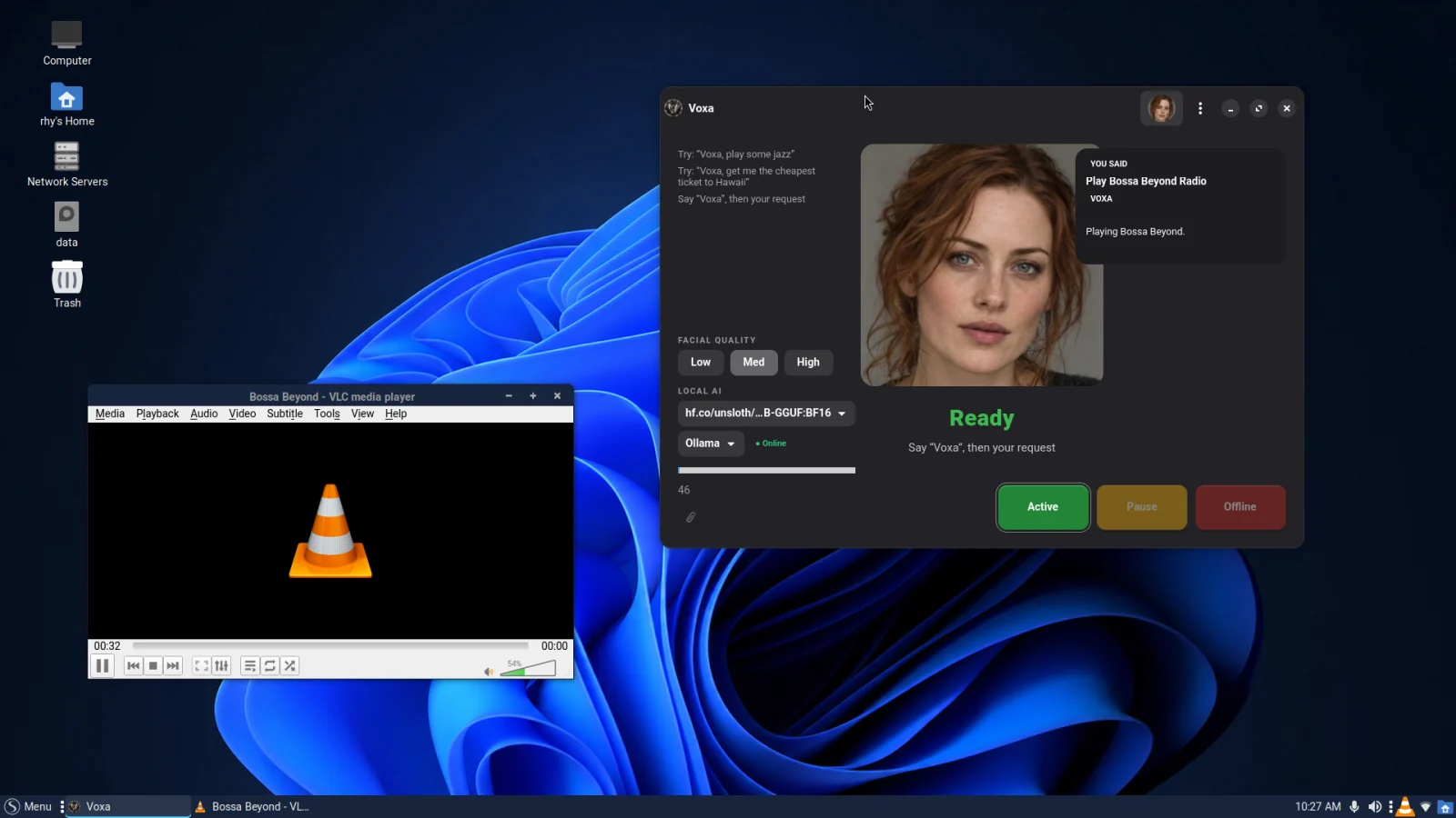 Voxa responding to a voice request locally on Spaced Linux